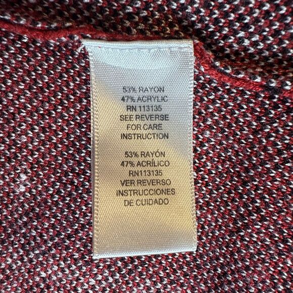 Jillian Nicole Cardigan Women’s XL Red White Black Open Knit Cozy Layer Sweater - Picture 14 of 15